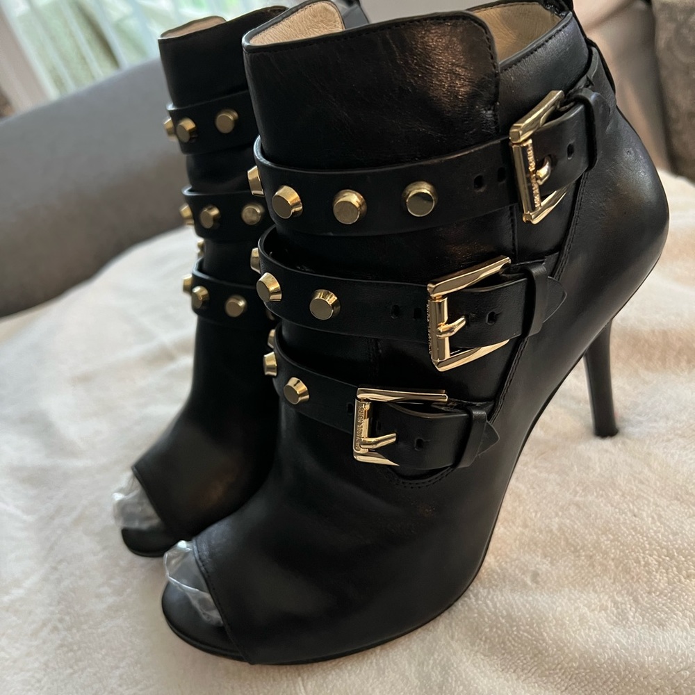 Top Rated Michael Kors Bryn Open-Toe Studded Ankle Bootie 9.5